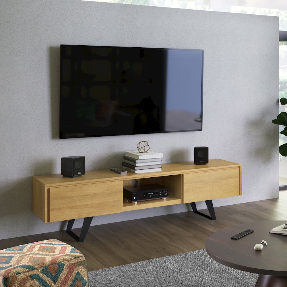 Lowry 72 Inch Tv Media Stand In Oak. Picture 5