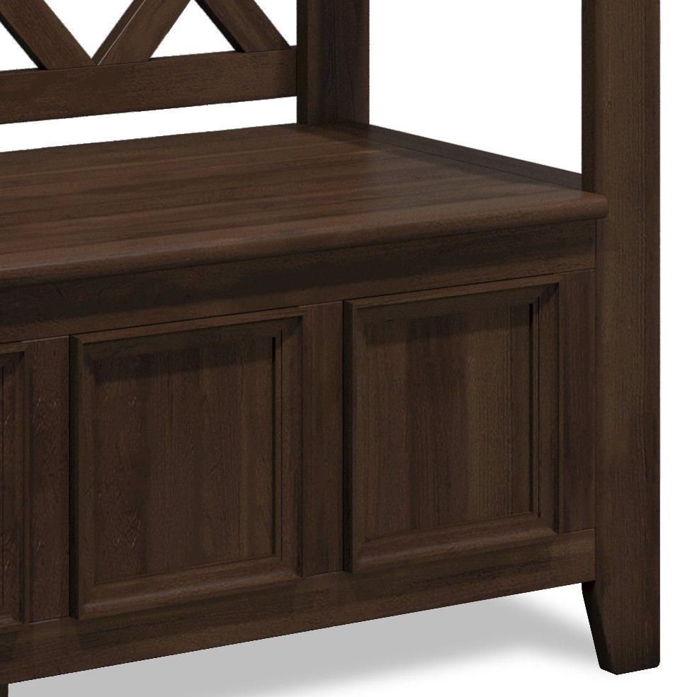 Amherst Solid Wood Entryway Storage Bench In Natural Aged Brown. Picture 3