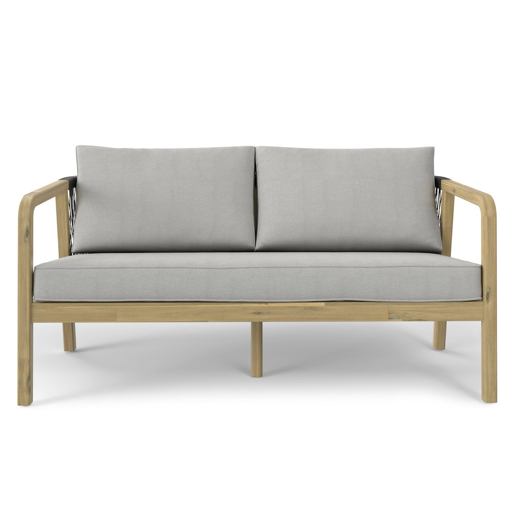 Palmetto Solid Acacia Wood Outdoor Sofa In Stone Grey. Picture 1