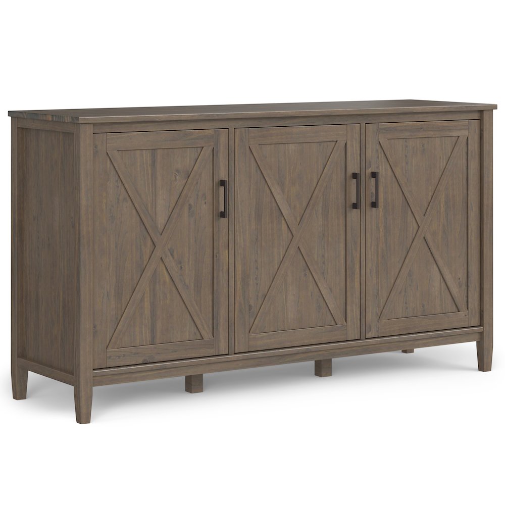 Ela Solid Wood Wide Storage Cabinet In Smoky Brown. Picture 1