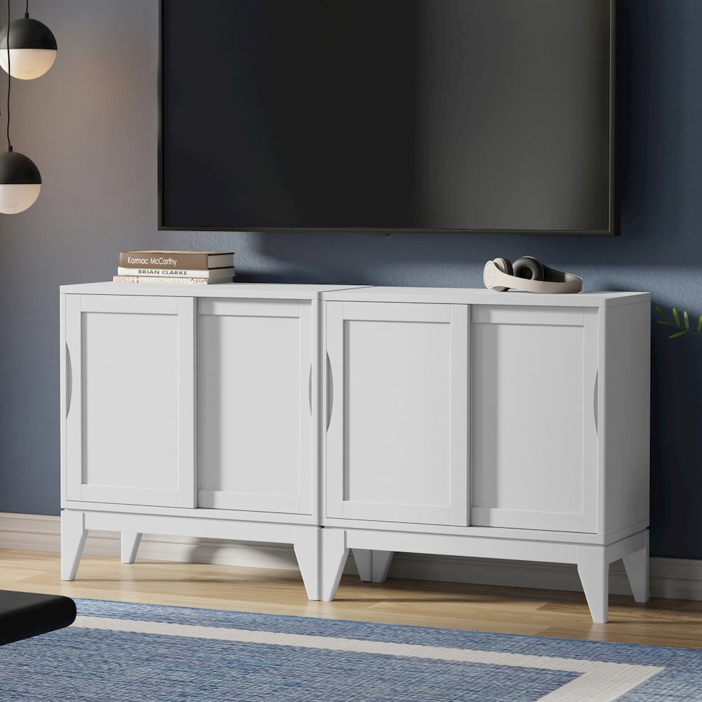 Harper Solid Wood 30 Inch Storage Cabinet In White (Set Of 2). Picture 7