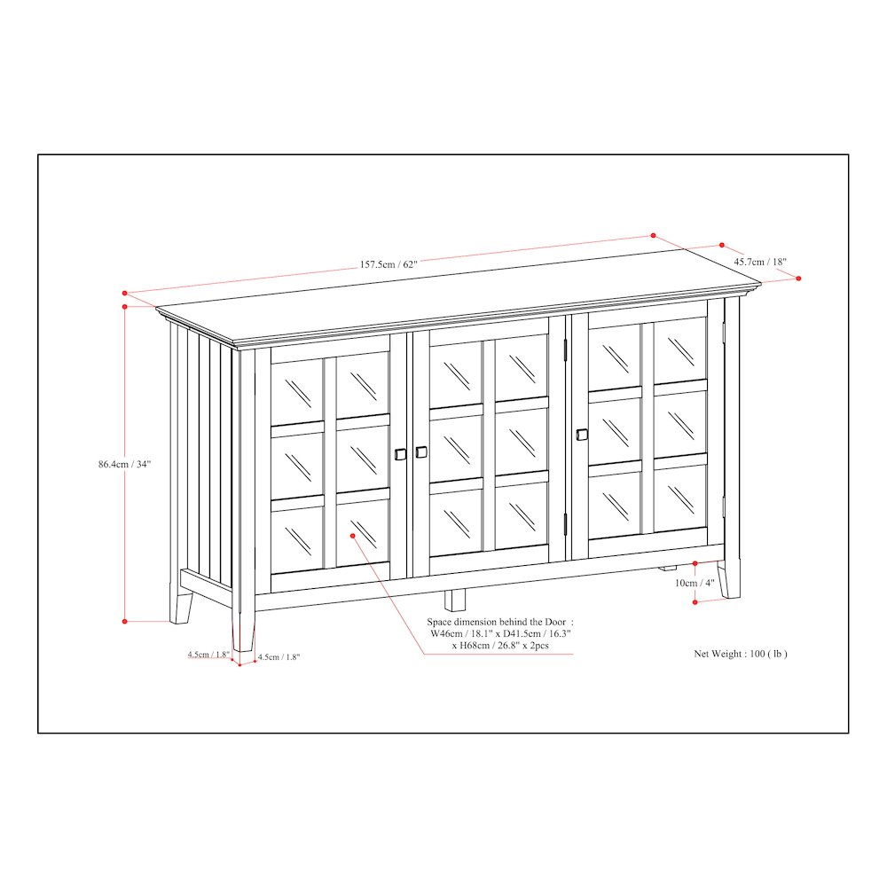 Acadian Solid Wood Wide Storage Cabinet In Black. Picture 6