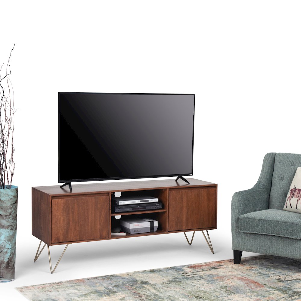 Tv Media Stand In Umber Brown, Gold For Tvs Up To 65 Inches. Picture 5