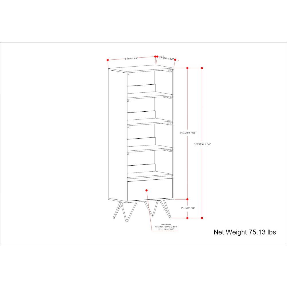Hunter Solid Mango Wood Tall Bookcase In Natural. Picture 6