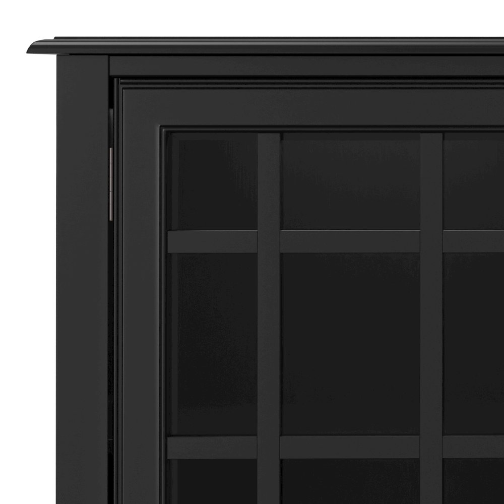 Solid Wood 60 Inch Wide Traditional Wide Storage Cabinet Buffet In Black. Picture 6