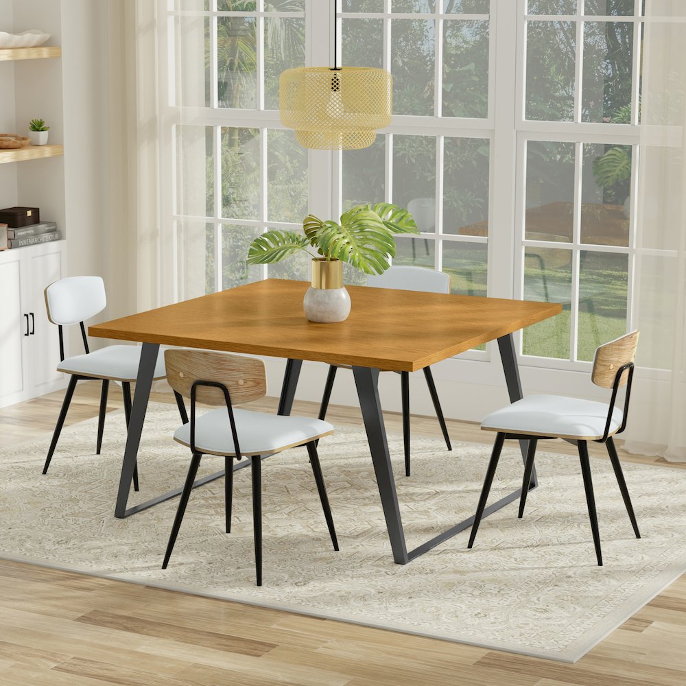 Lowry Square Dining Table In Oak Veneer. Picture 2