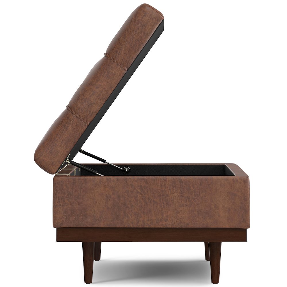 Mariah Coffee Table Storage Ottoman in Distressed Saddle Brown. Picture 8