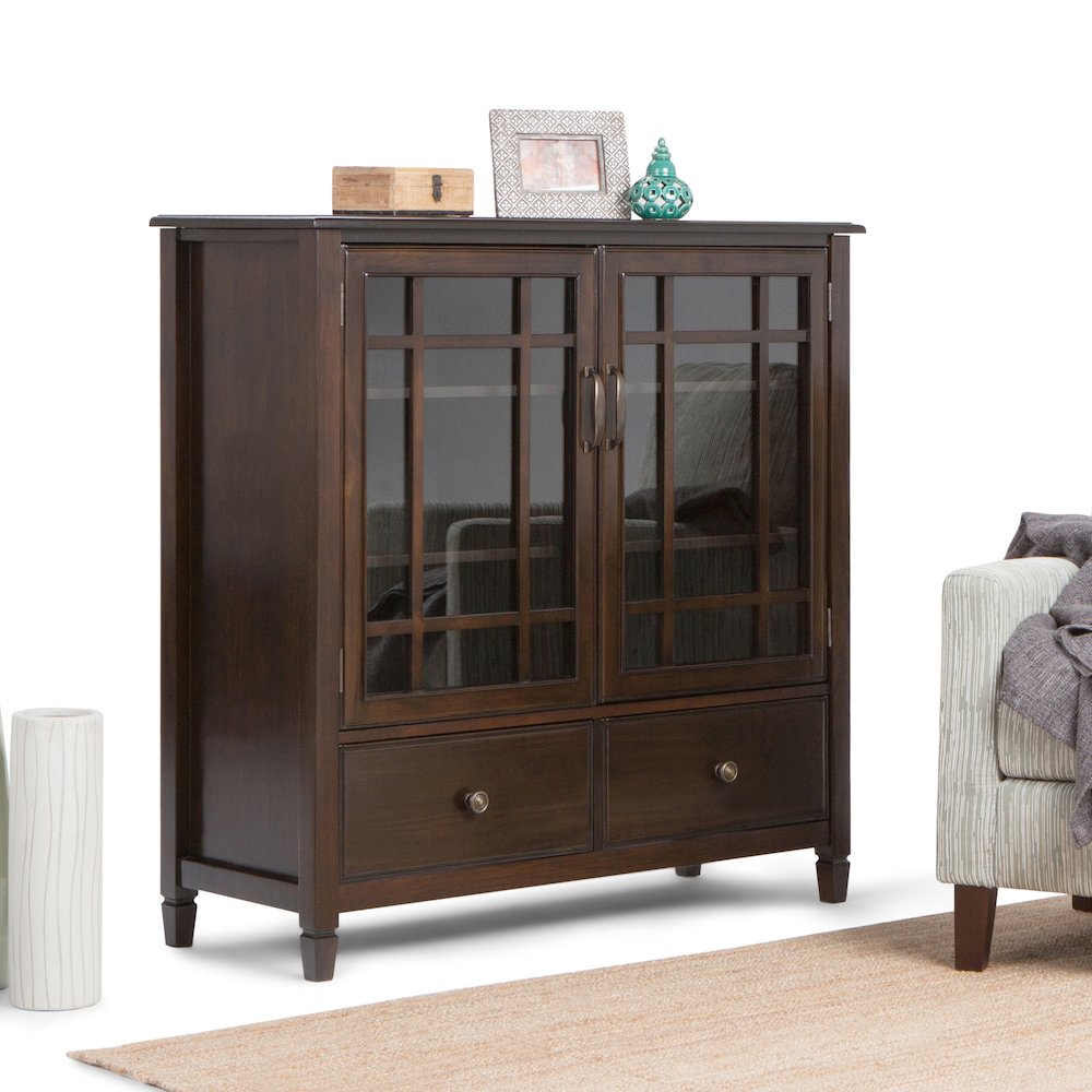 Connaught Solid Wood Tall Storage Cabinet In Dark Chestnut Brown. Picture 5