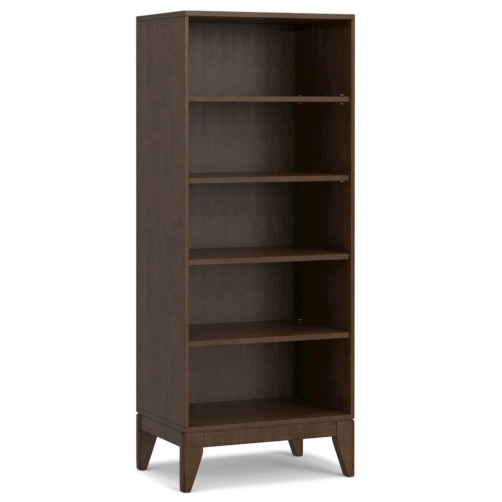 Harper Solid Hardwood 5 Shelf Bookcase In Walnut Brown. Picture 1