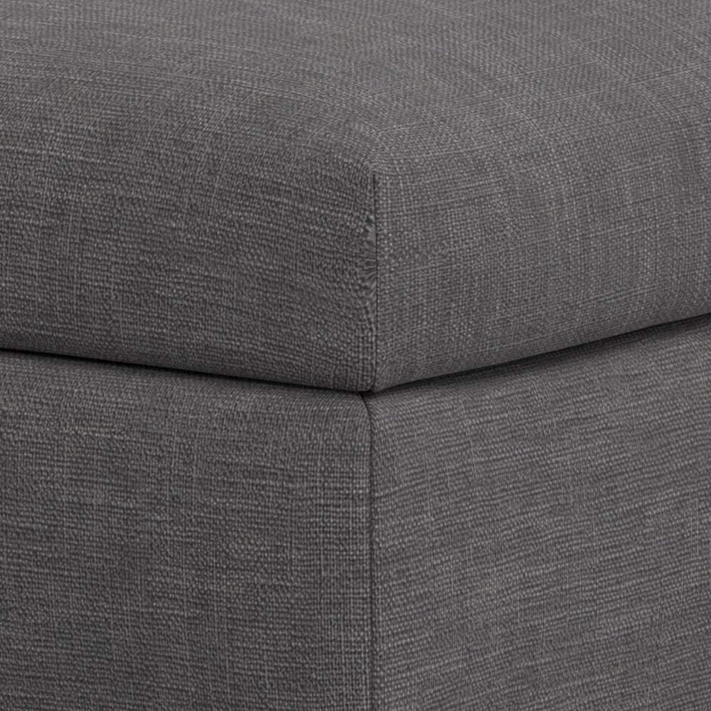 Coffee Table Storage Ottoman With Lift Up Lid In Slate Grey Polyester Linen Look. Picture 2