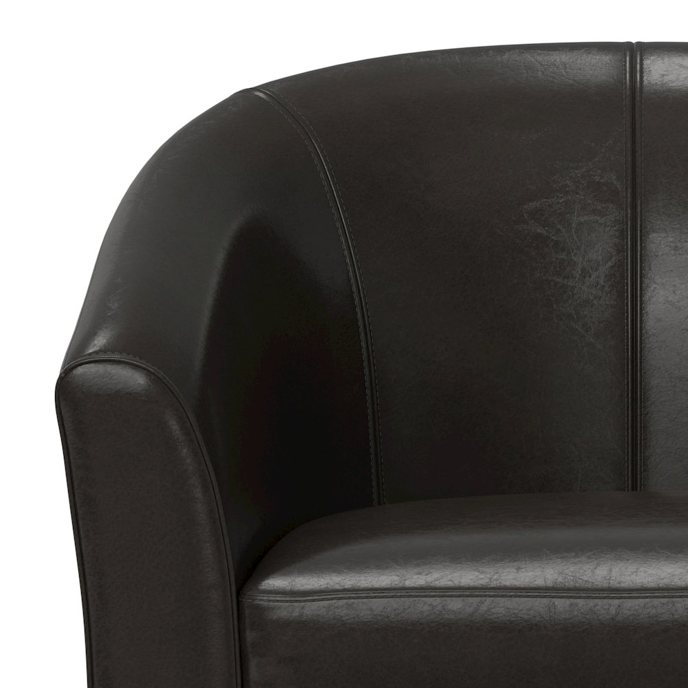 Austin 30 inch Wide Contemporary Tub Chair in Brown Vegan Leather. Picture 4
