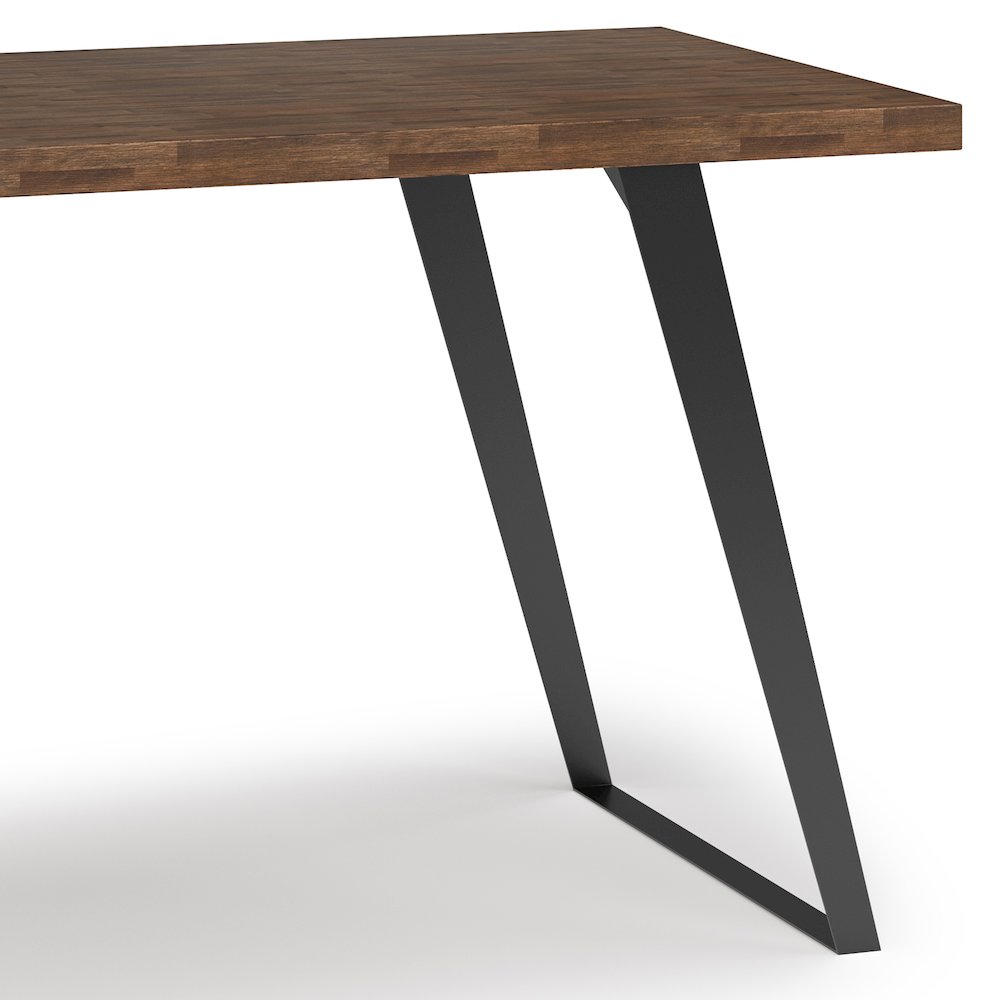 Lowry Solid Acacia Wood Flat Top Desk In Rustic Natural Aged Brown. Picture 2