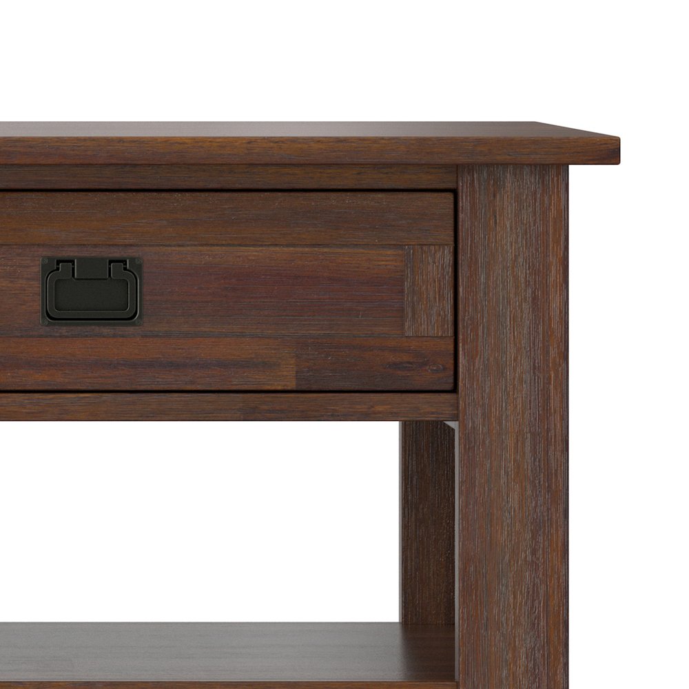 Monroe 48 inch Wide Solid Acacia Wood Rustic Rectangular Coffee Table. Picture 5