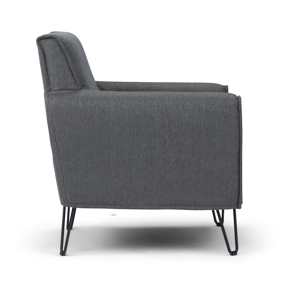 Warren Accent Chair with Hairpin Legs in Slate Grey Woven Fabric. Picture 4