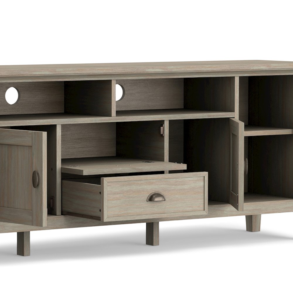 72 Inch Tv Media Stand In Distressed Grey For Tvs Up To 80 Inches. Picture 4