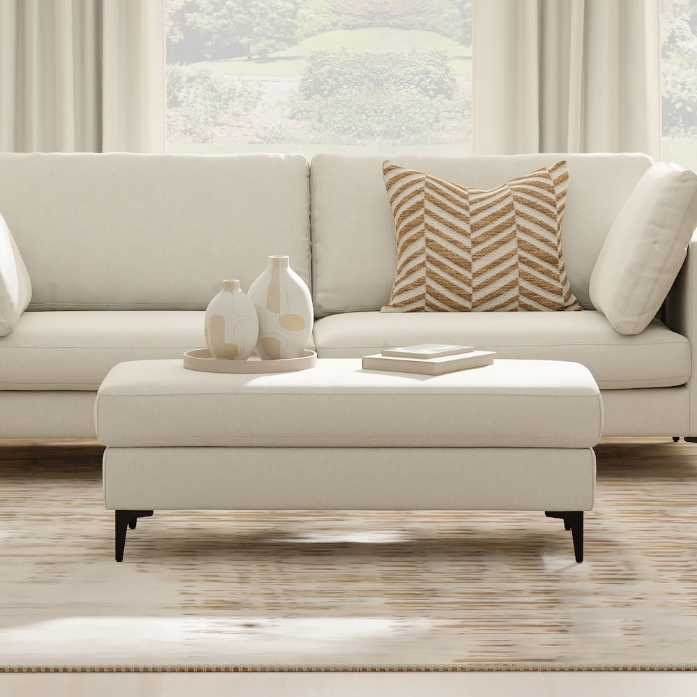 Ava Large Rectangular Ottoman In Tightly Woven Performance Fabric. Picture 5