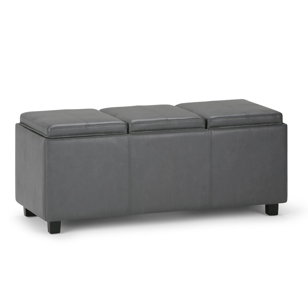 Avalon Storage Ottoman In Stone Grey Vegan Faux Leather. Picture 1
