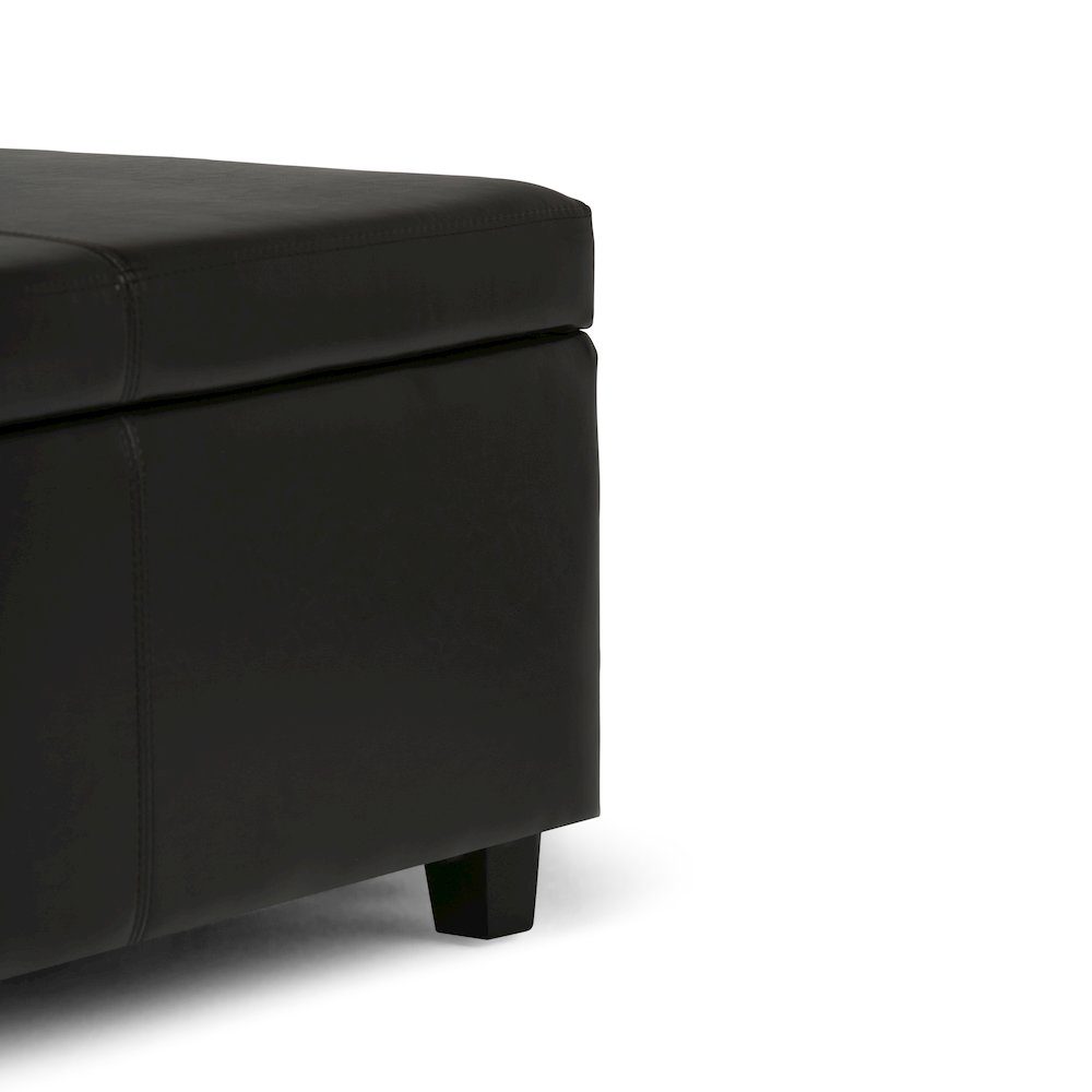 Avalon Storage Ottoman Bench In Tanners Brown Vegan Faux Leather. Picture 3