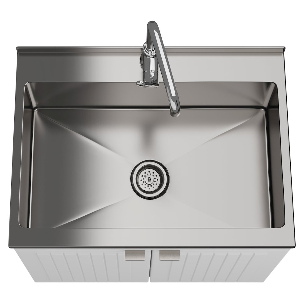 Murphy 28 Inch Laundry Cabinet With Faucet And Stainless Steel Sink In White. Picture 2