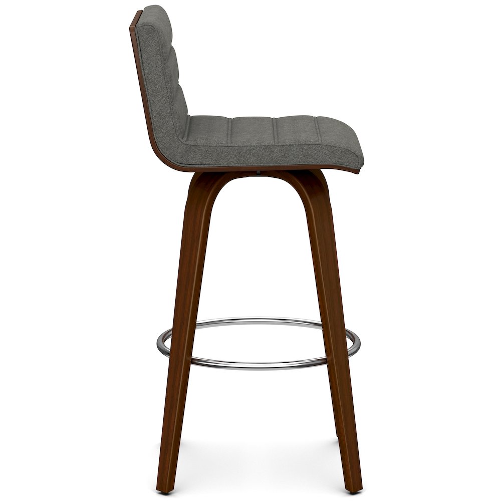 Roland Swivel Bar Stool In Grey Linen Look Fabric. Picture 2