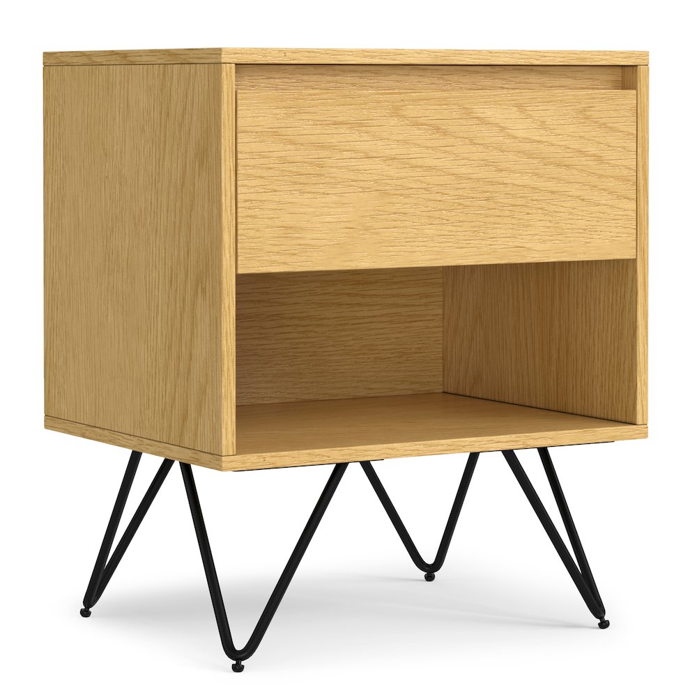 Hunter 20 inch Wide Industrial Nightstand in Oak Veneer. Picture 1