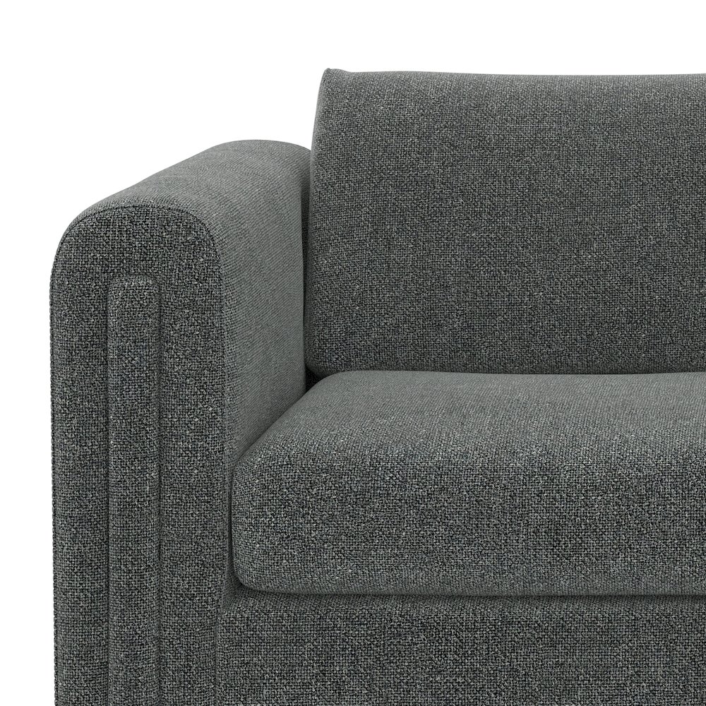 61 Wide Contemporary Loveseat Sofa in Dark Grey Tightly Woven Performance Fabric. Picture 4