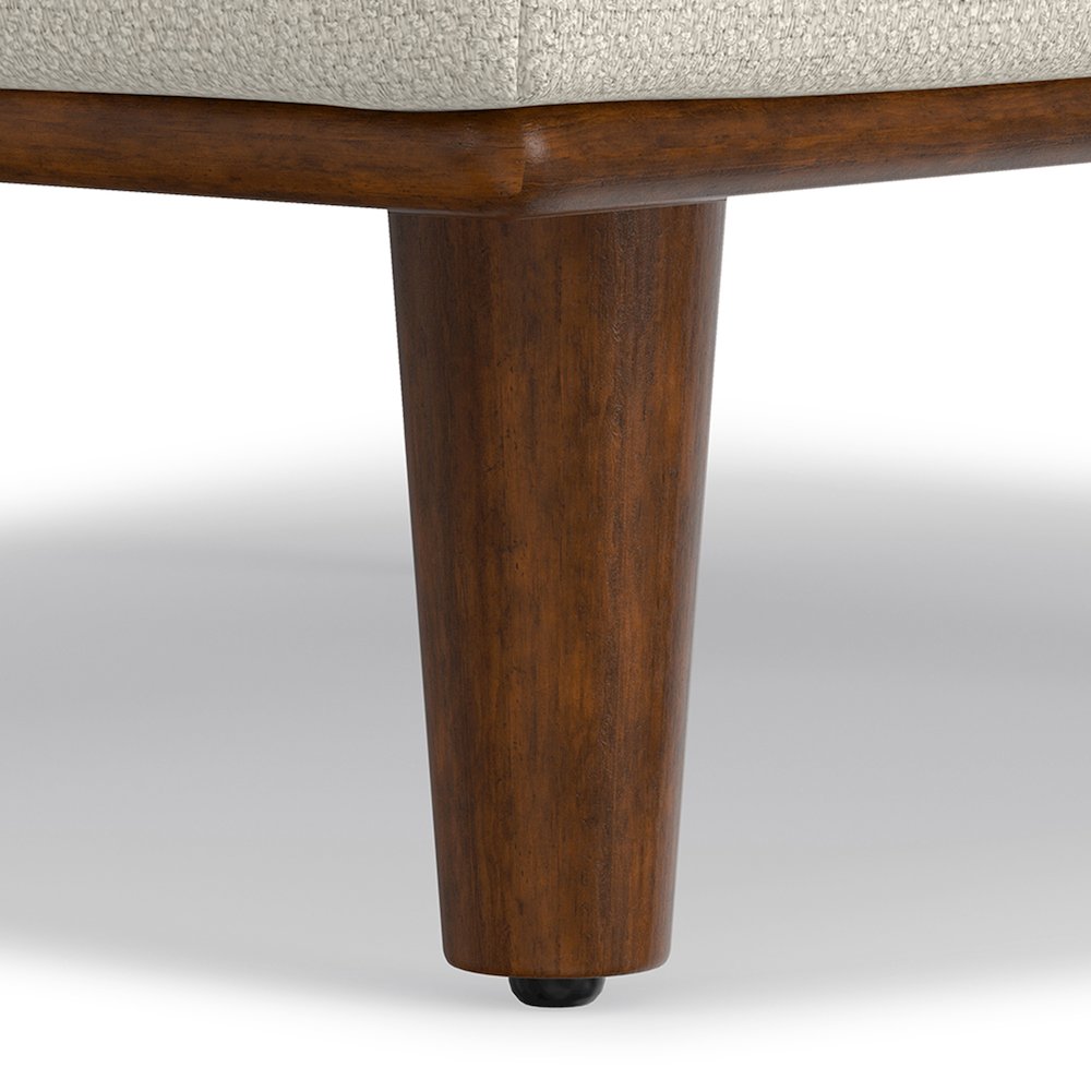 49 inch Wide Mid-Century Modern Table Ottoman in Cream White Woven-Blend Fabric. Picture 2