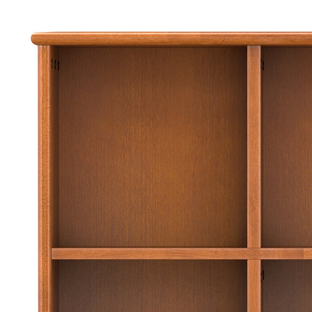 Draper 42 inch Wide Solid Hardwood Mid-Century Storage Bookcase in Teak Brown. Picture 4