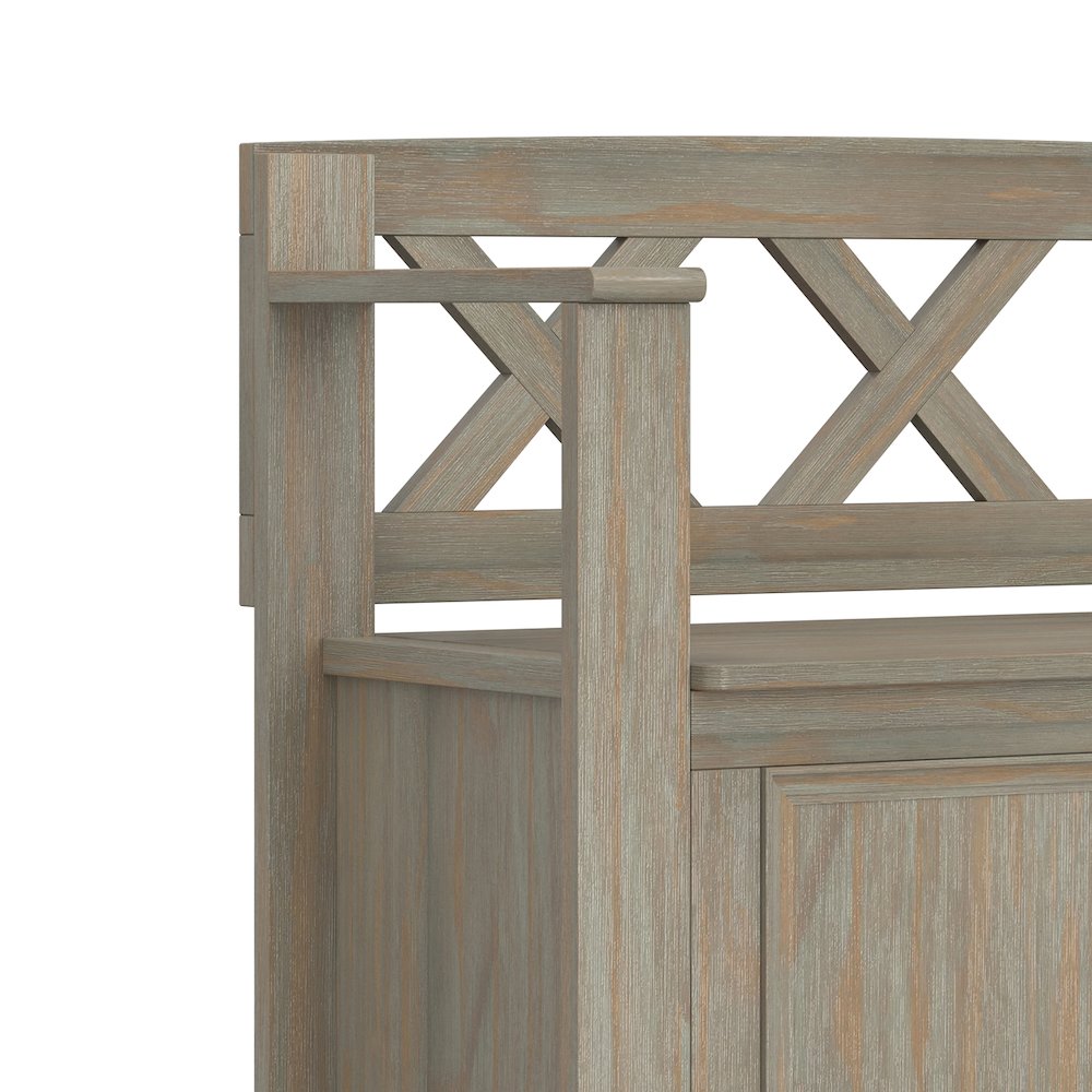 Solid Wood 36 inch Wide Transitional Entryway Storage Bench in Distressed Grey. Picture 3