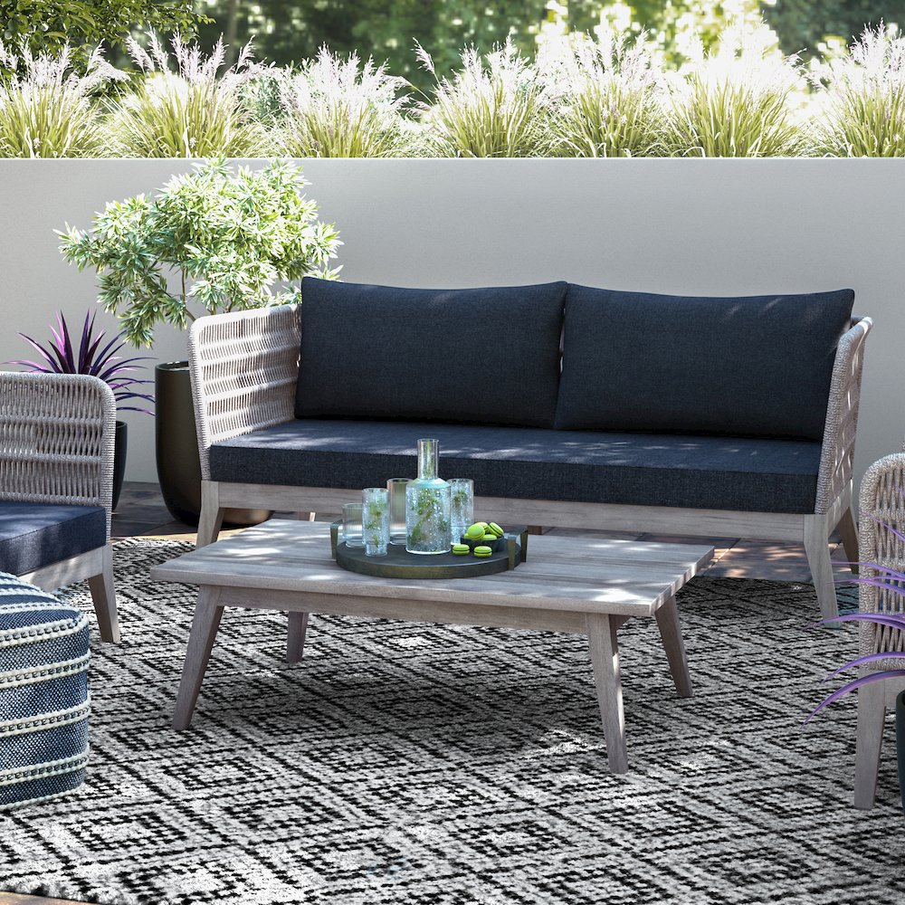 Santiago SOLID ACACIA WOOD Outdoor Sofa in Slate Grey. Picture 8