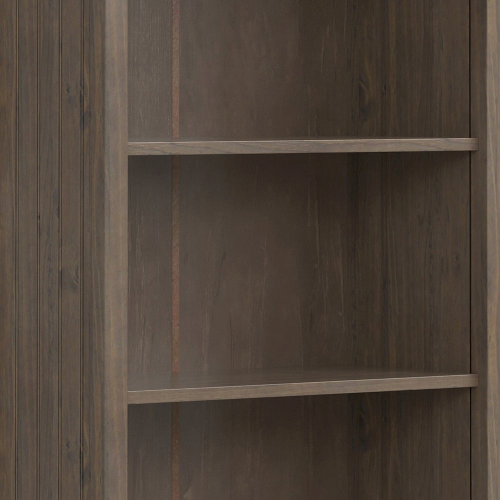 Lev Solid Wood Bookcase In Smoky Brown. Picture 4
