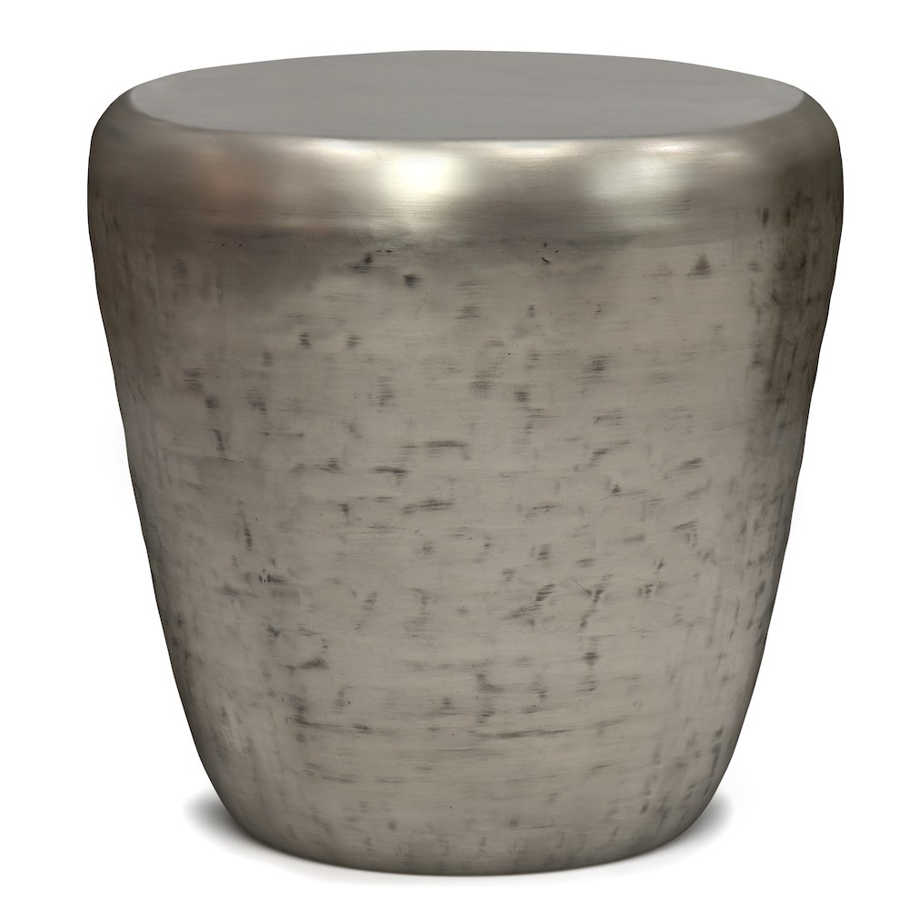 Garvy Metal Side Table In Antique Silver. Picture 1