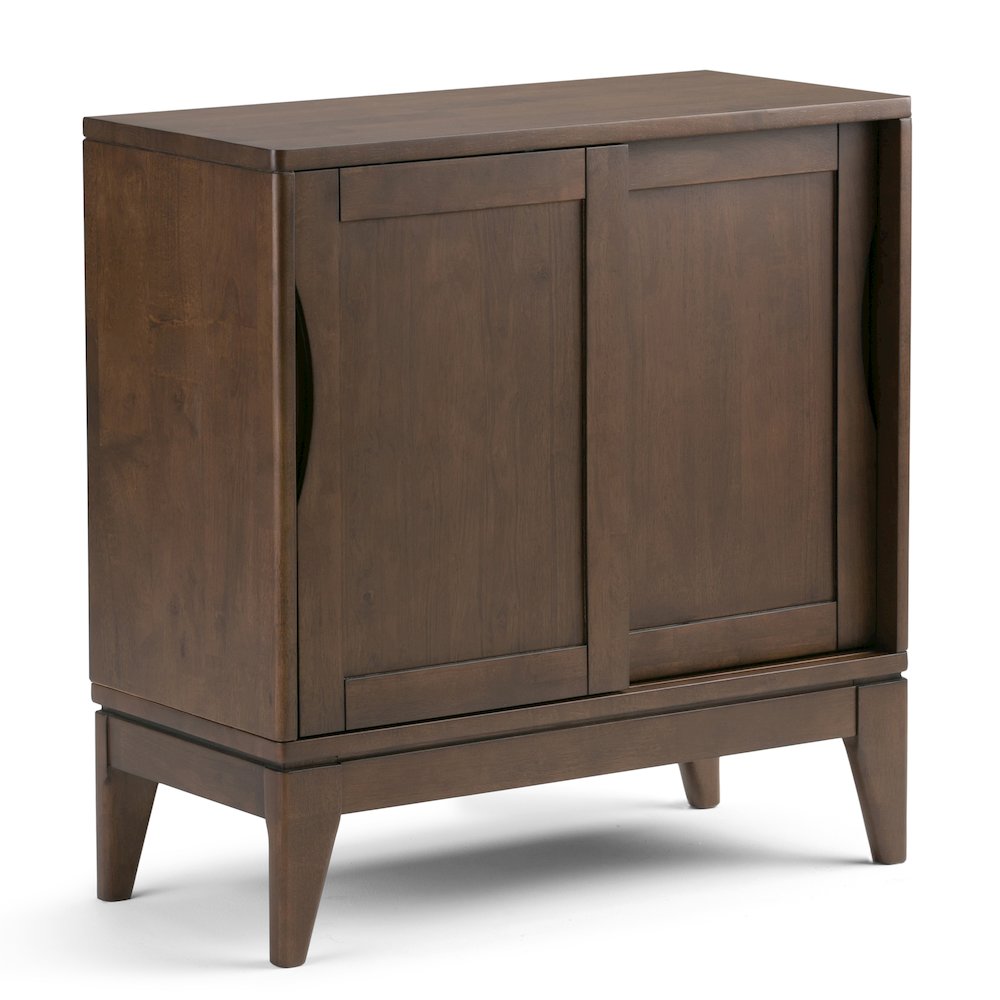 Harper Solid Hardwood Low Storage Cabinet In Walnut Brown. Picture 1