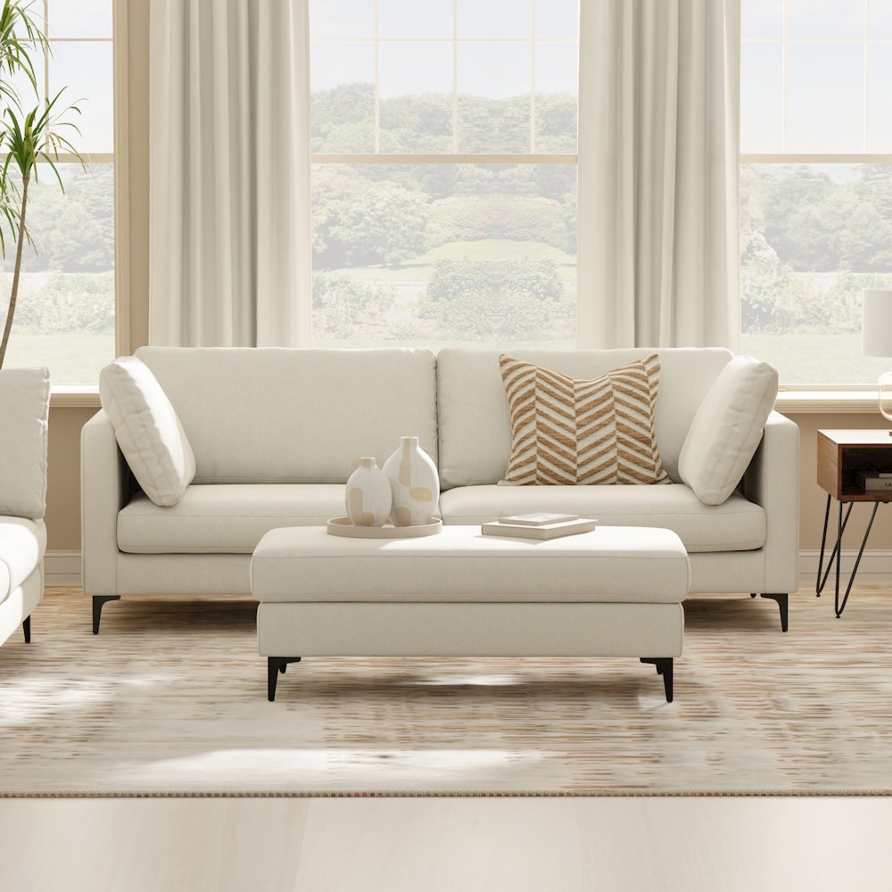 Ava 90-Inch Sofa And Ottoman Set In Tightly Woven Performance Fabric. Picture 5