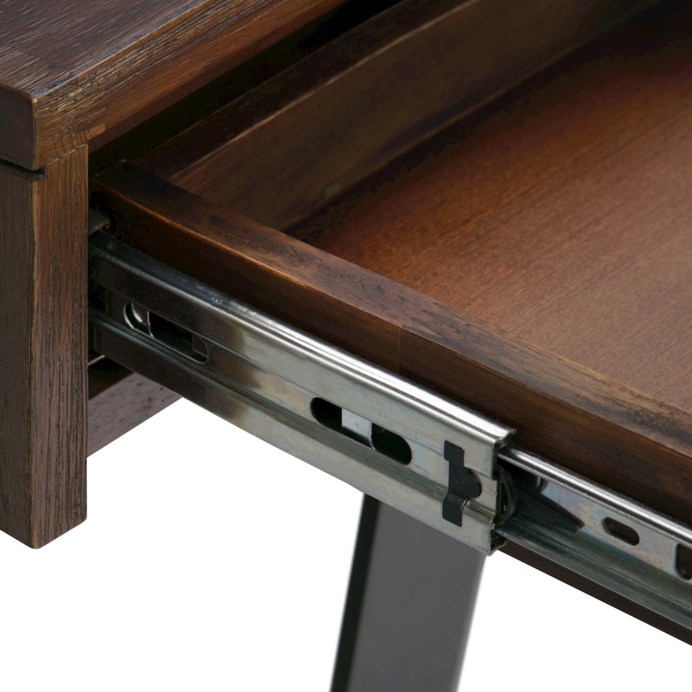 Lowry Solid Acacia Wood Desk In Distressed Charcoal Brown. Picture 4