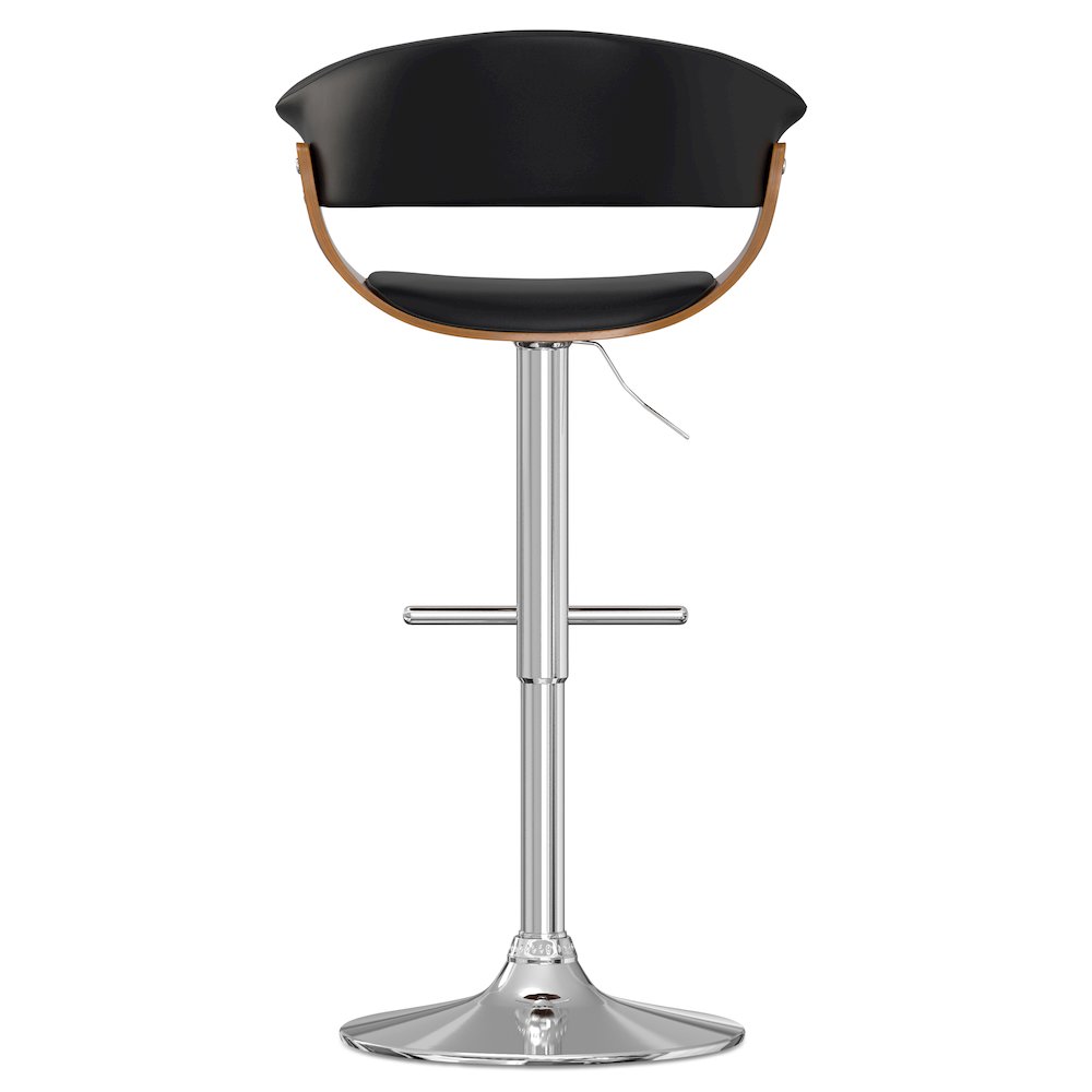 Sheldon Adjustable Swivel Bar Stool In Black Vegan Faux Leather. Picture 4