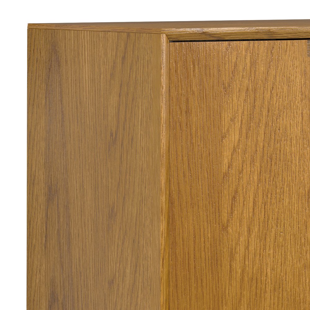 And Metal Rectangle Industrial Sideboard With Centre Drawers In Oak Veneer. Picture 2