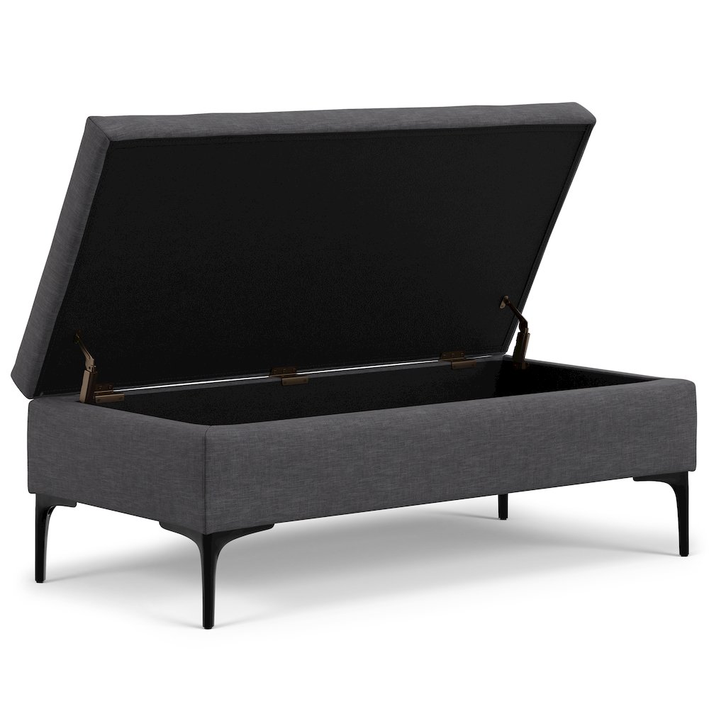 Large Coffee Table Storage Ottoman with Lift up Lid in Slate Grey Polyester. Picture 6
