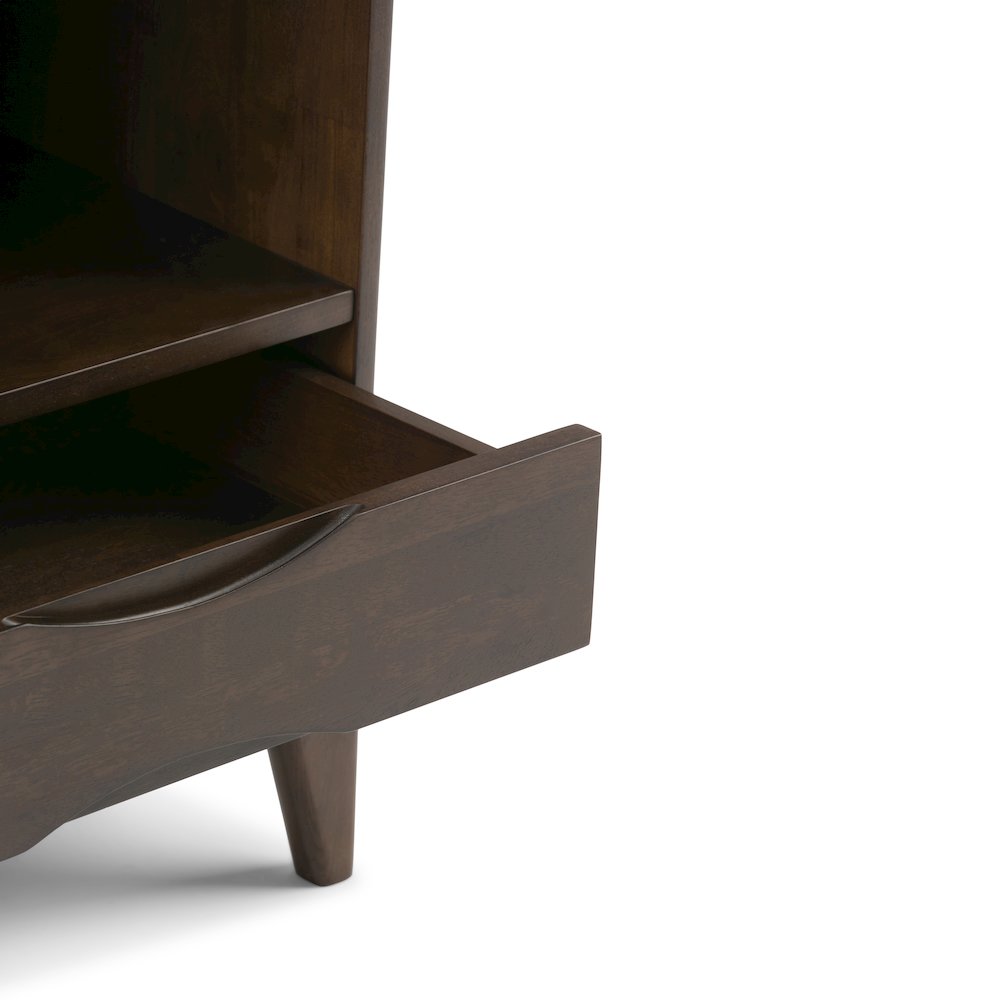Harper Solid Hardwood Bookcase With Storage In Walnut Brown. Picture 2
