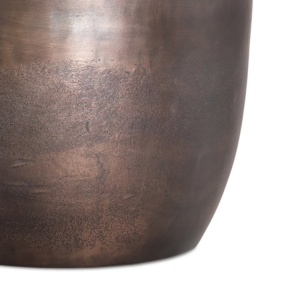 16.5 inch Wide Metal Accent Table in Antique Copper Cast Aluminum, Assembled. Picture 5