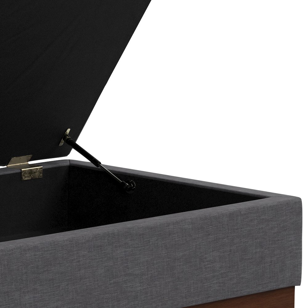 Mariah Coffee Table Storage Ottoman in Slate Grey  Polyester Linen. Picture 9