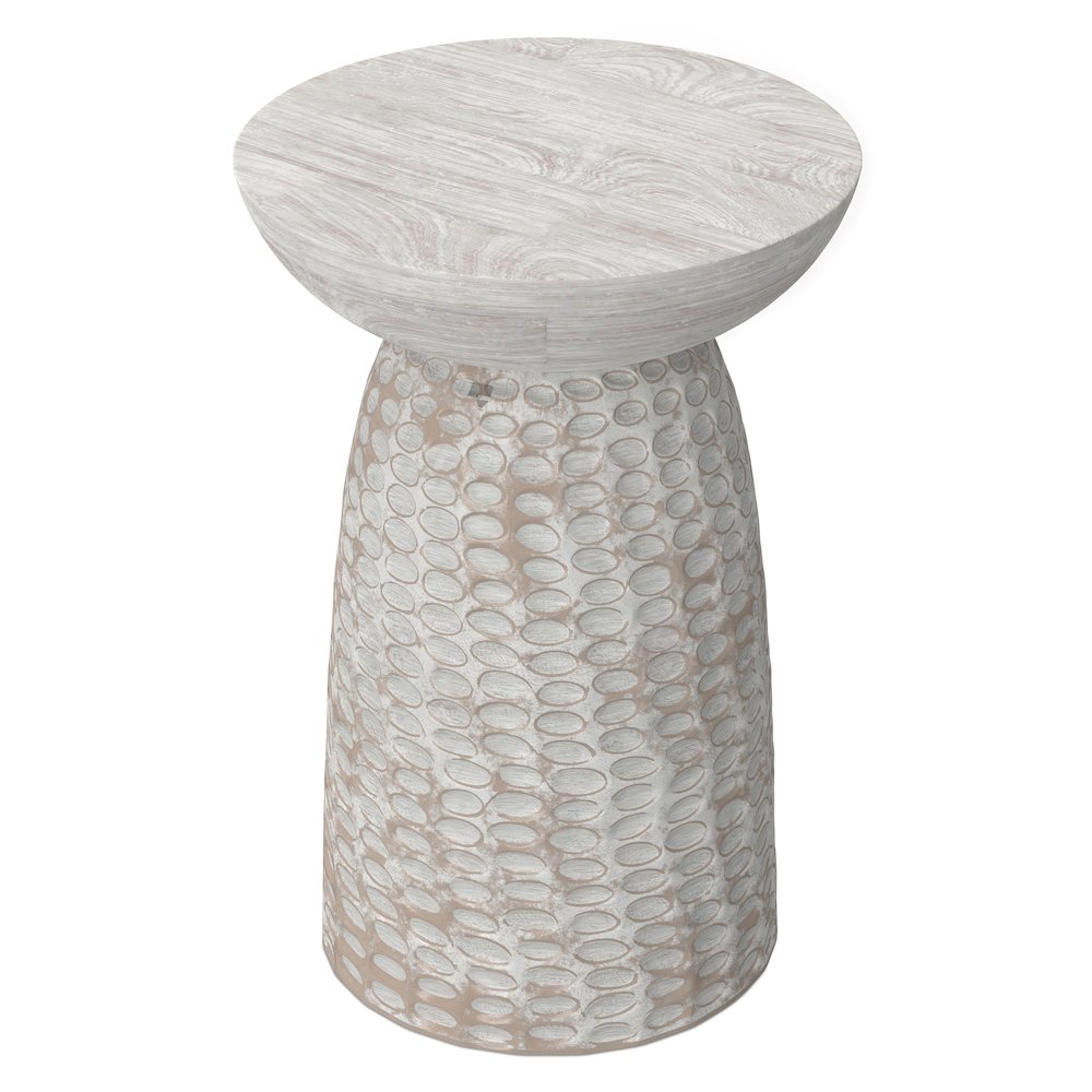 Boyd 16 inch Wide Solid Mango Contemporary Tall Accent Table in White Wash. Picture 3