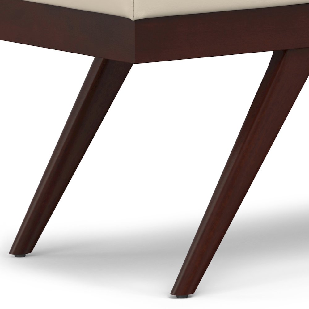 Chanelle SOLID HARDWOOD Mid Century Ottoman Bench in Satin Cream. Picture 9