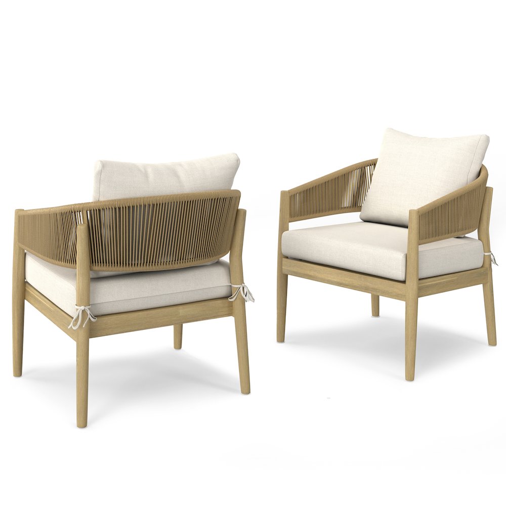 Bayshore Solid Acacia Wood Outdoor Conversation Chair (Set Of 2) In Natural. Picture 1