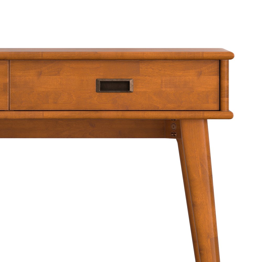 Draper 42 inch Wide Solid Wood Mid Century Modern Console Table in Teak Brown. Picture 5