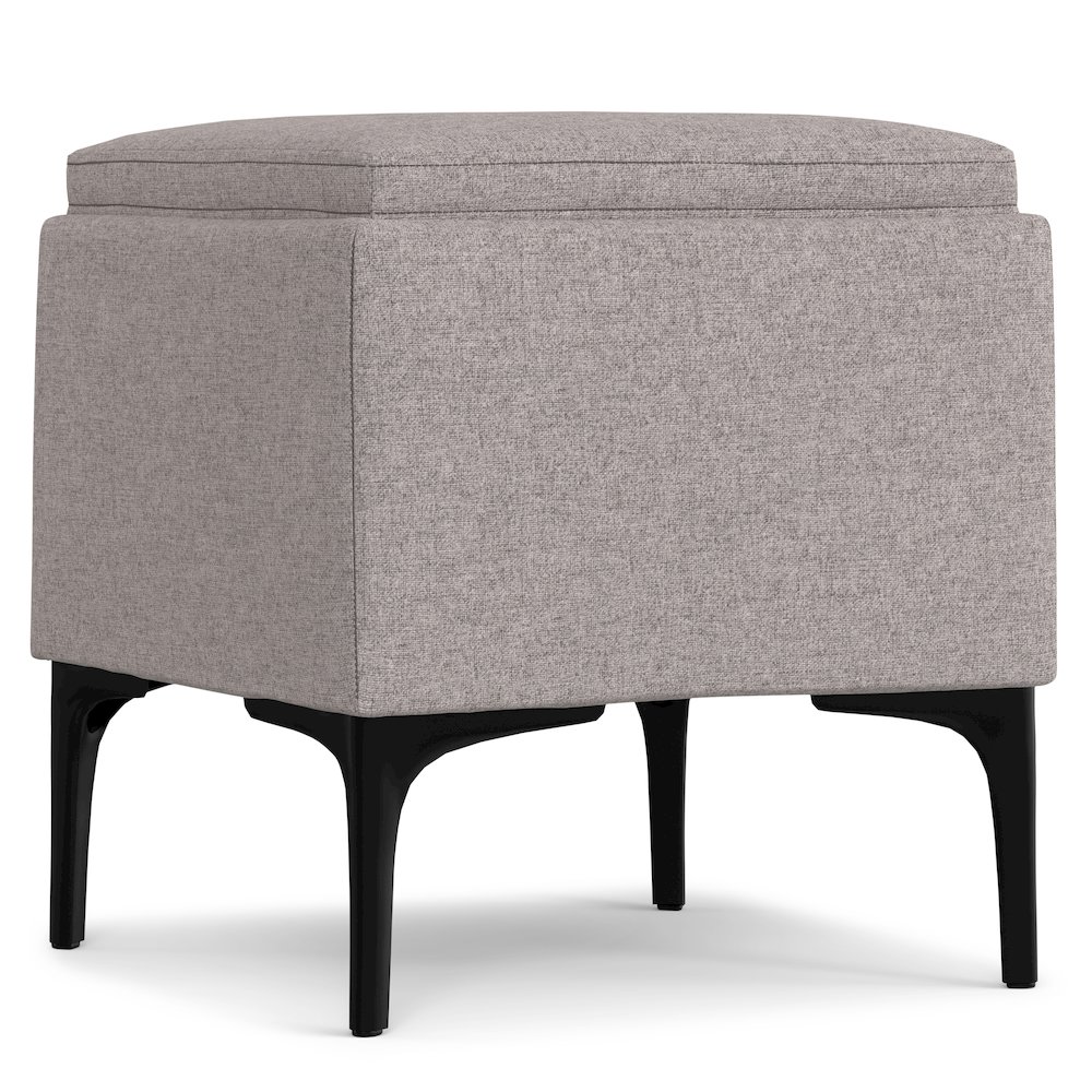 Natasha Storage Ottoman With Tray In Cloud Grey Polyester Linen. Picture 2