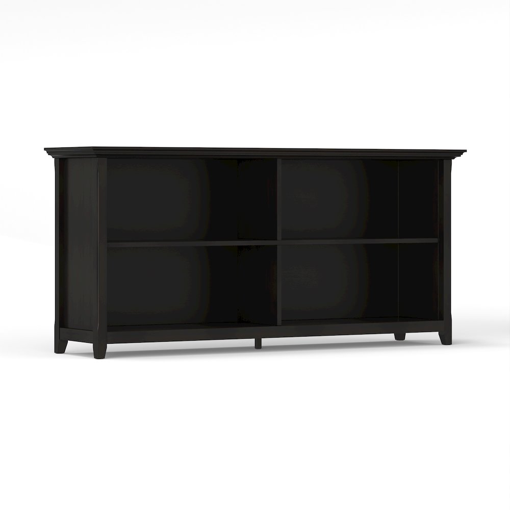 Amherst 64 inch Wide Solid Wood Transitional 4 Shelf Low Bookcase in Black. Picture 1