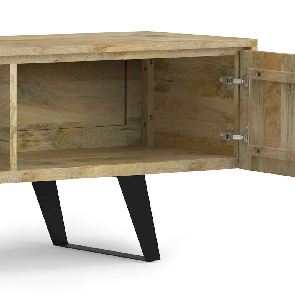 Lowry Solid Mango Wood 72 Inch Tv Media Stand In Natural For Tvs Up To 80 Inches. Picture 3