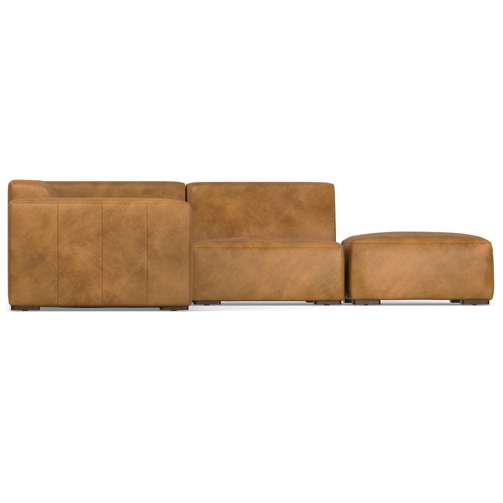 Rex Right Corner Sectional Modular Sofa With Ottoman In Genuine Leather. Picture 2