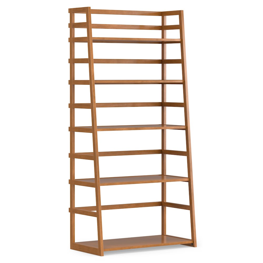 30 Inch Solid Wood 5 Shelf Ladder Bookcase In Light Golden Brown (Set Of 2). Picture 2